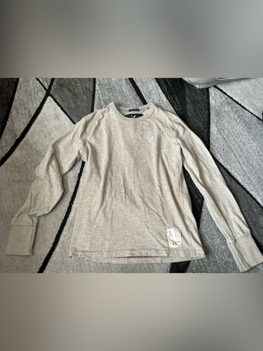 Size Small - American Eagle Vintage Long Sleeve Cotton Gray Shirt Y2K